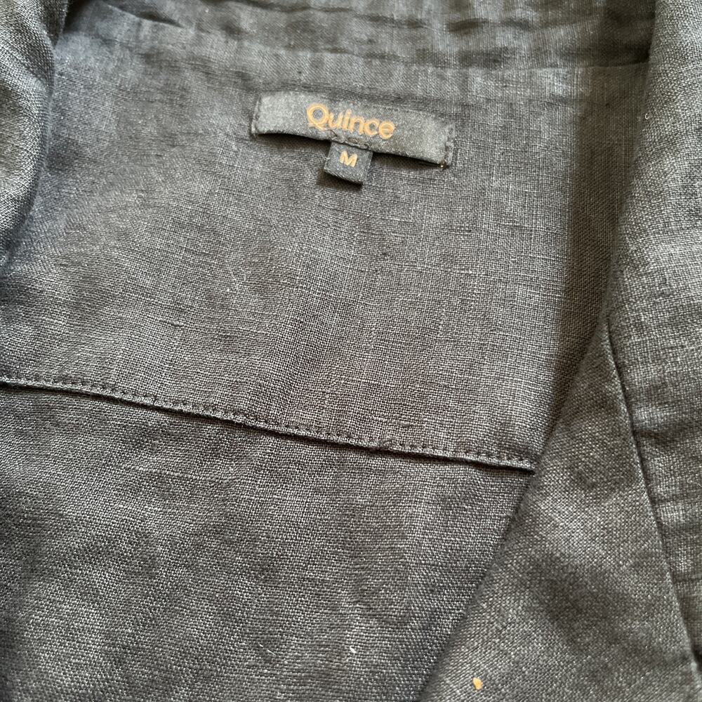 Quince 100% European Linen Button Front Dress | Black |Medium | Missing Belt - Picture 9 of 16